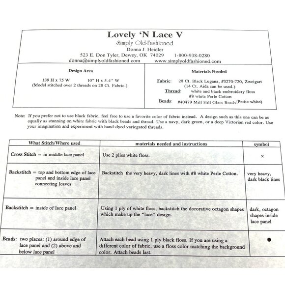 Lovely N Lace V Cross-Stitch Pattern By Simply Old-Fashioned - Picture 3 of 3